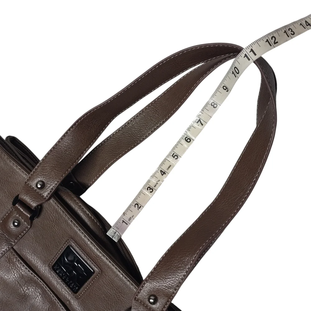 Kenneth Cole Taupu Leather Big Briefcase Tote 3 Compartments Many Pockets